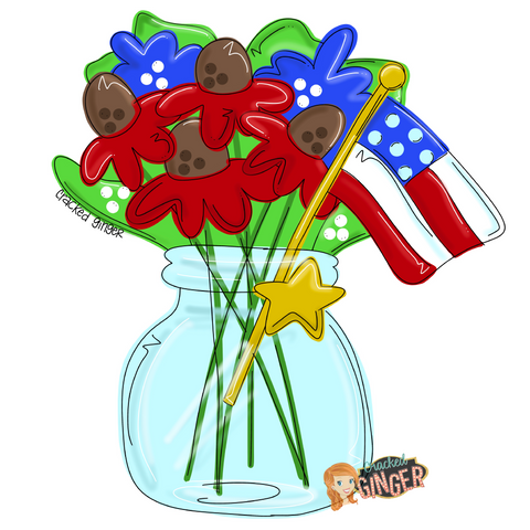 Patriotic jar of flowers Cutouts and Kits