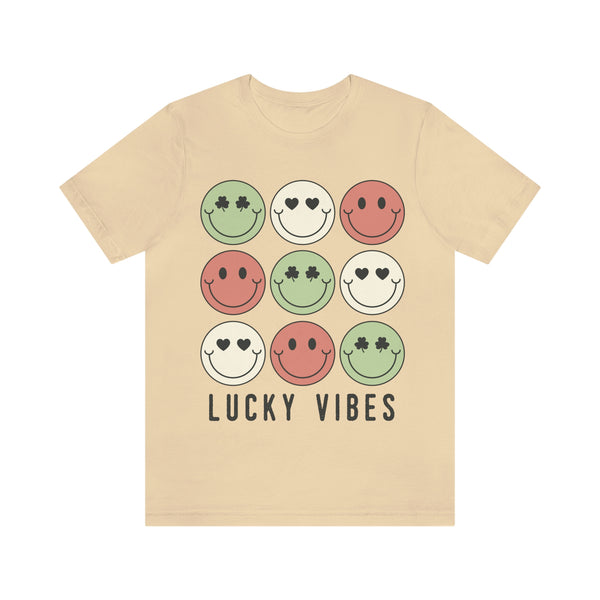 Lucky Vibes St. Patrick's Day Smiley Faces Unisex Jersey Short Sleeve Tee