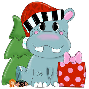 Christmas Hippo Template
