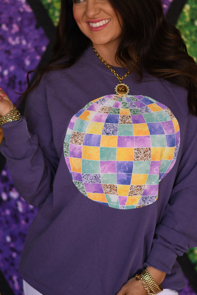 Mardi Gras Disco Ball Tee/Long Sleeve Tee - Cracked Ginger