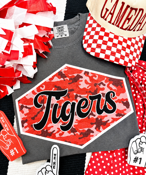 Custom School Spirit Colored Camo Tee - Cracked Ginger