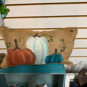 Pumpkin burlap pillow Clearance