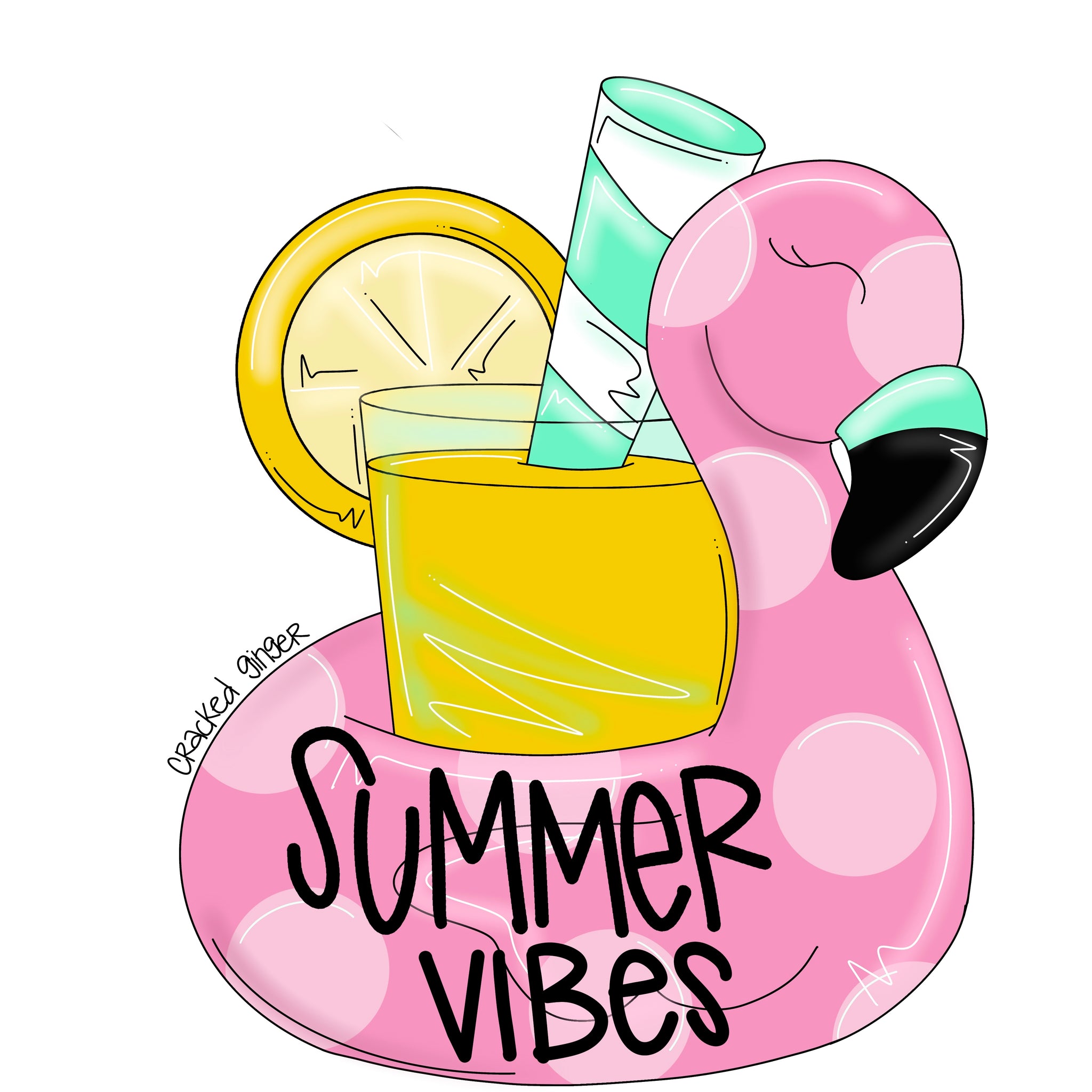 Summer Vibes Flamingo Drink Float Cutouts and Kits