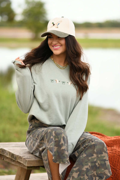 Ducks and Bows Embroidered Sweatshirt - Cracked Ginger