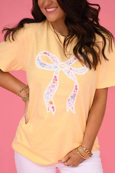 Floral Bow Tee - Cracked Ginger