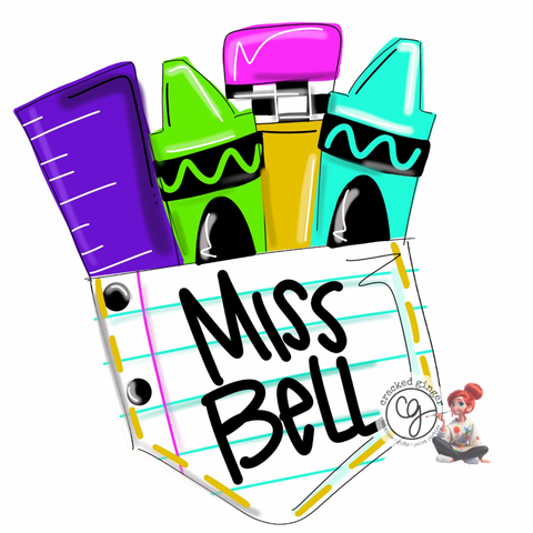 Teacher Pocket of School Supplies Cutouts and Kits