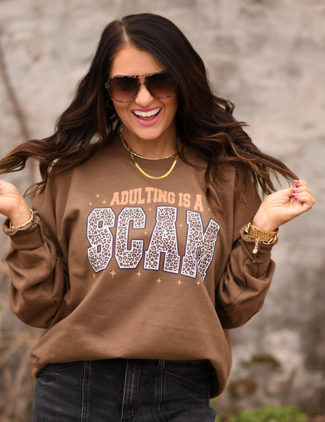 Adulting Is A Scam Sweatshirt - Cracked Ginger