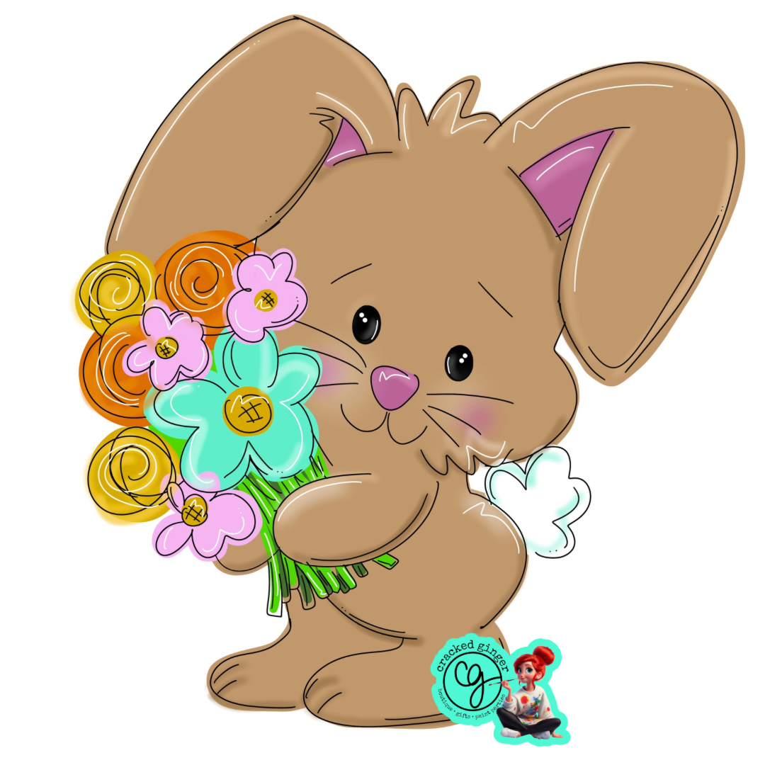 Bunny with flowers Cutouts and Kits