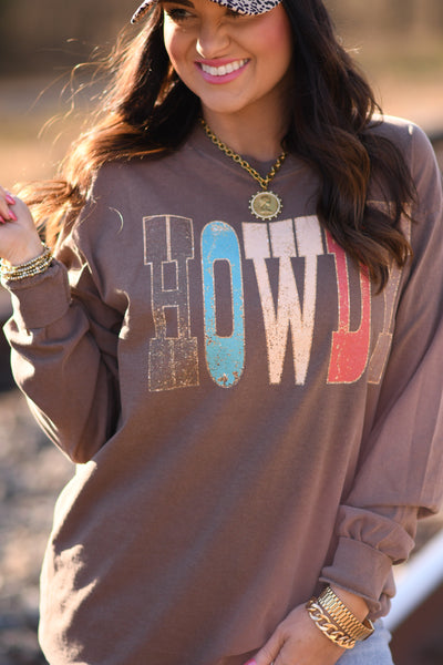 Howdy Gold Shimmer Tee/Long Sleeve - Cracked Ginger