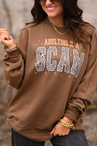 Adulting Is A Scam Sweatshirt - Cracked Ginger
