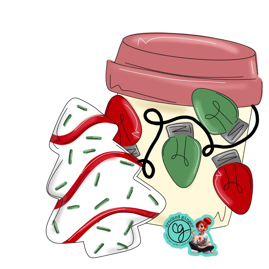 Cup of Christmas Cheer and tree cake Cutouts and Kits