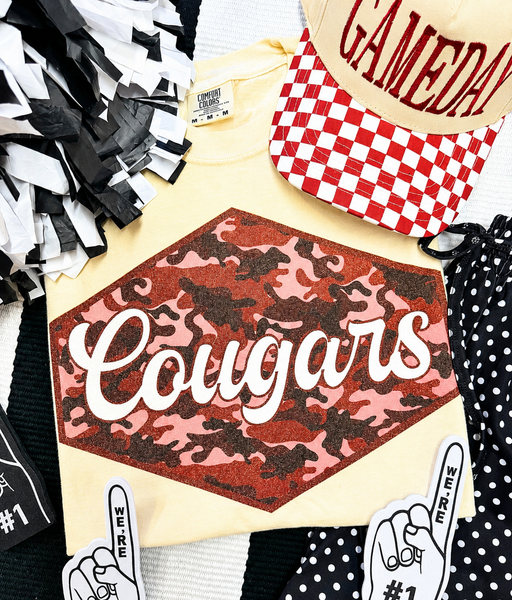 Custom School Spirit Colored Camo Tee - Cracked Ginger