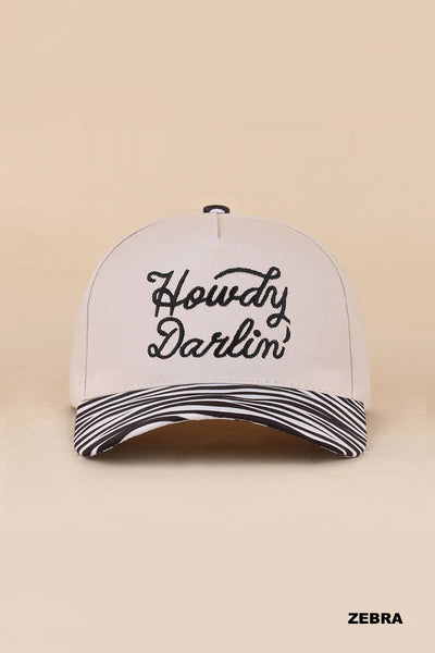 `Howdy Darlin Two Tone Canvas Cotton Cap Zenana Consgt.