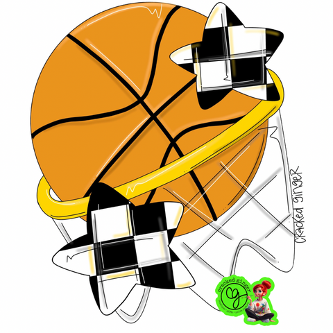 Basketball and Net with Stars Cutouts and Kits