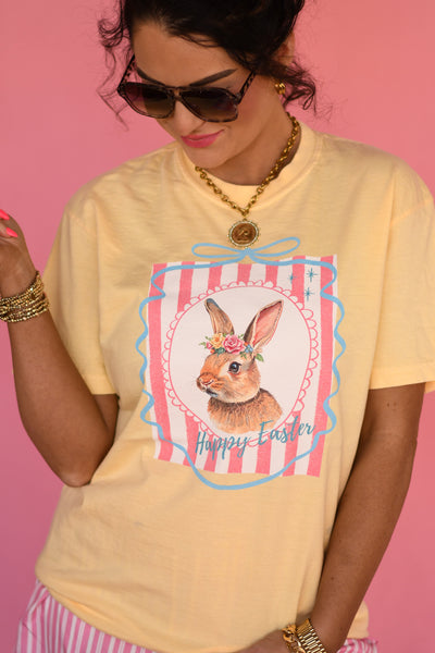 Happy Easter Stripe Bunny Tee - Cracked Ginger