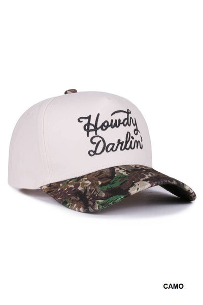 `Howdy Darlin Two Tone Canvas Cotton Cap Zenana Consgt.