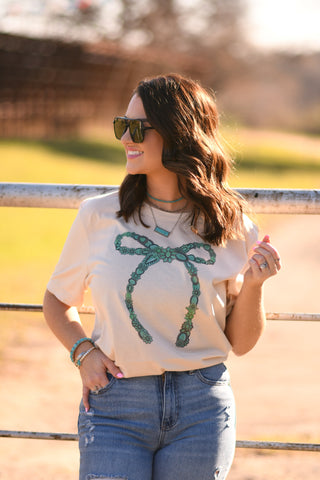 Turquoise Bow Tee