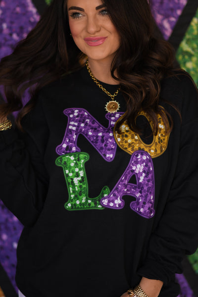 NOLA Faux Sequins Sweatshirt - Cracked Ginger