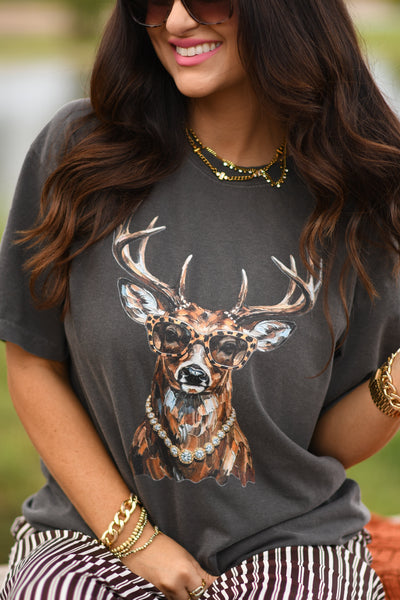 Boujee Deer In Glasses Tee/Long Sleeve - Cracked Ginger