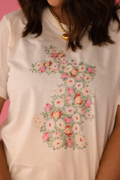 Floral Rabbit Tee - Cracked Ginger