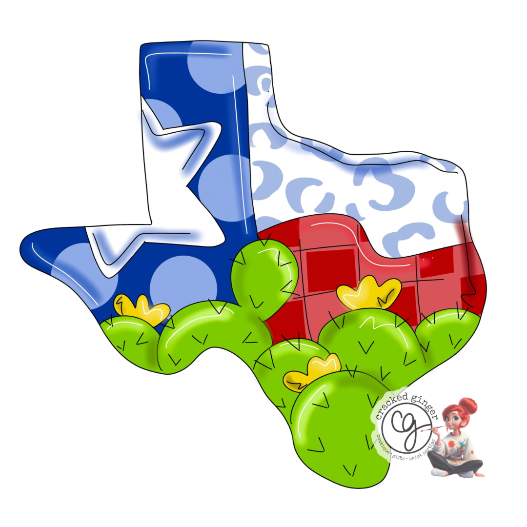 Texas Prickly Pear Cactus Flag Cutouts and Kits