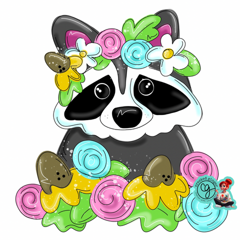 Raccoon Florals Cutouts and Kits