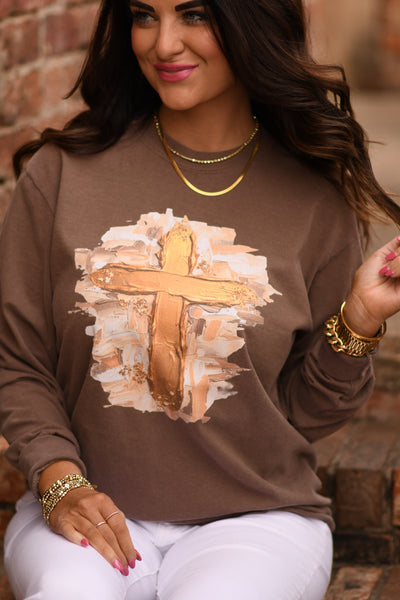 Gold Smudge Cross Tee/Long Sleeve - Cracked Ginger