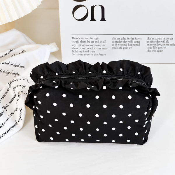 Custom Polka Dot Ruffle Zipper Bag *Pre Order* *DEAL DAYS DEAL* - Cracked Ginger