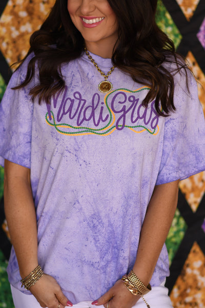 Mardi Gras Beads Colorblast Tee - Cracked Ginger