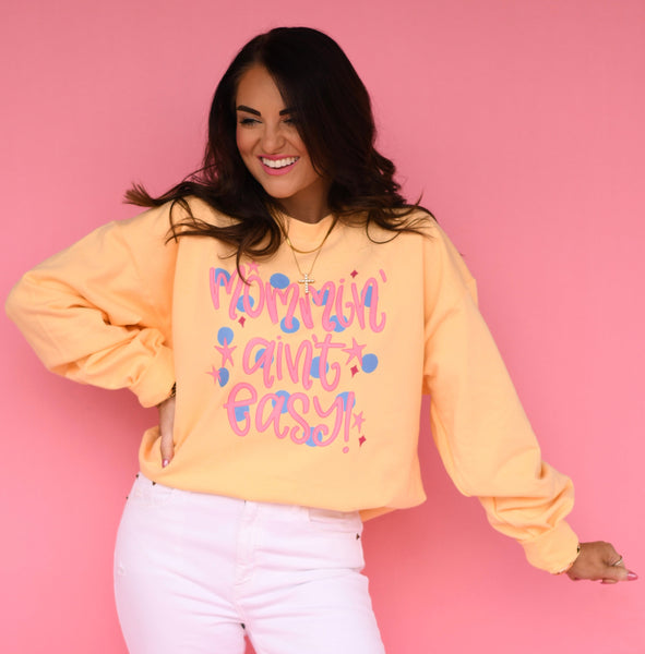 Mommin’ Ain’t Easy Polka Dots Sweatshirt/Tee - Cracked Ginger