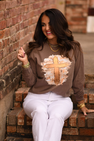 Gold Smudge Cross Tee/Long Sleeve - Cracked Ginger