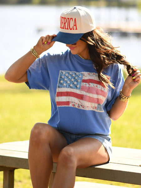 Quilted Flag Tee - Cracked Ginger