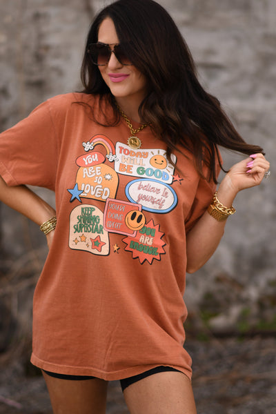 Affirmation Stickers Tee - Cracked Ginger