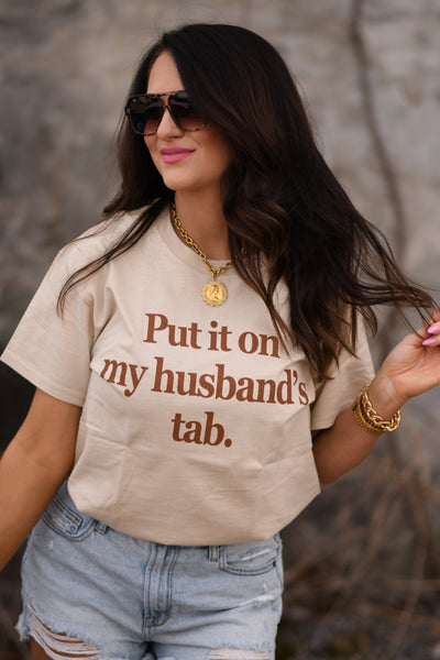 Put It On My Husbands Tab Tee - Cracked Ginger