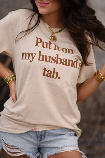Put It On My Husbands Tab Tee - Cracked Ginger