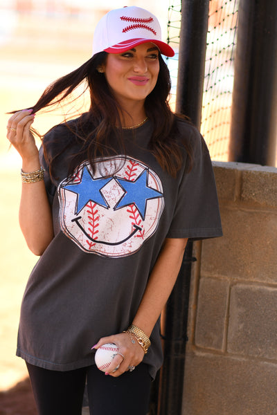 Baseball Star Smiley Tee - Cracked Ginger