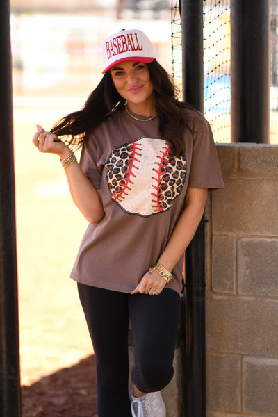 Leopard Baseball Tee - Cracked Ginger