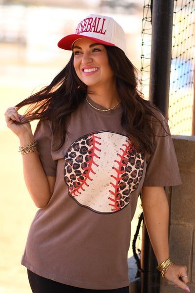Leopard Baseball Tee - Cracked Ginger