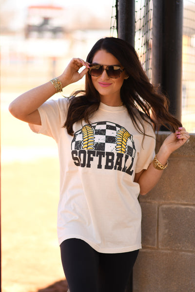 Checkered Softball Tee - Cracked Ginger