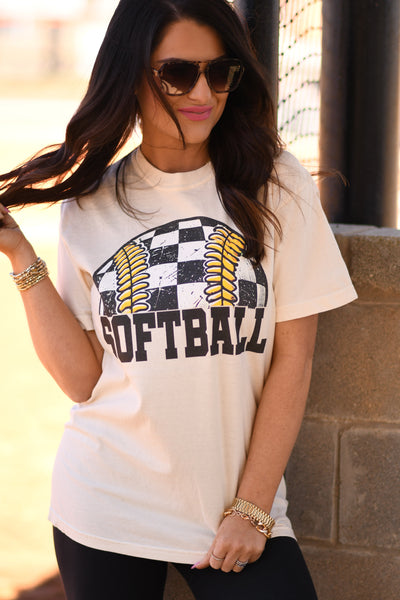 Checkered Softball Tee - Cracked Ginger