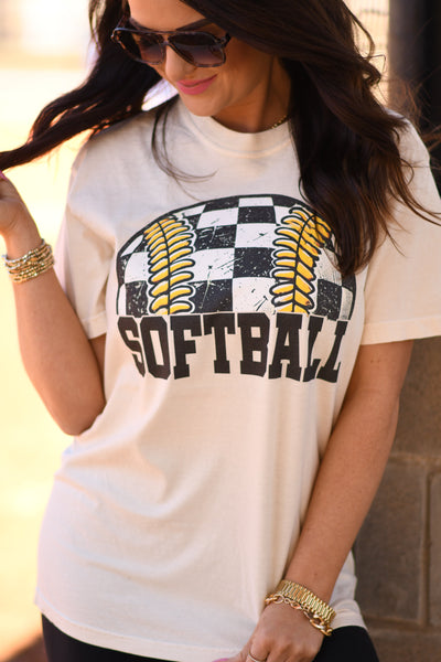Checkered Softball Tee - Cracked Ginger