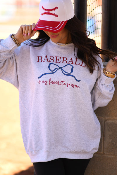 Baseball Is My Favorite Season Bow Tee/Sweatshirt - Cracked Ginger