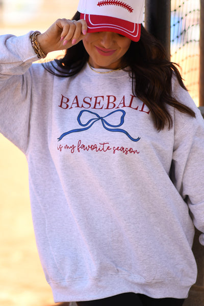 Baseball Is My Favorite Season Bow Tee/Sweatshirt - Cracked Ginger
