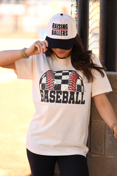 Checkered Baseball Tee - Cracked Ginger