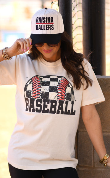 Checkered Baseball Tee - Cracked Ginger