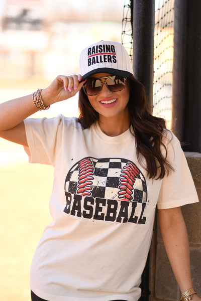 Checkered Baseball Tee - Cracked Ginger