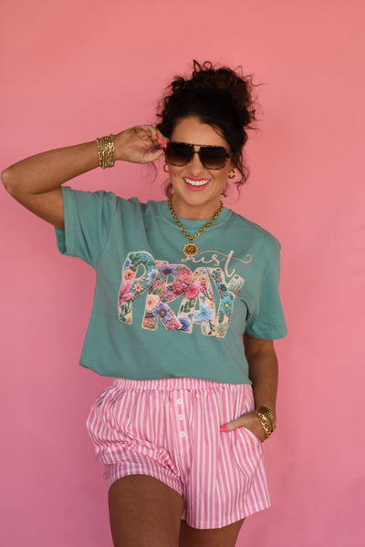 Just Pray Floral Rope Tee - Cracked Ginger