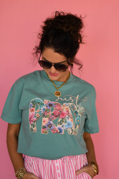 Just Pray Floral Rope Tee - Cracked Ginger