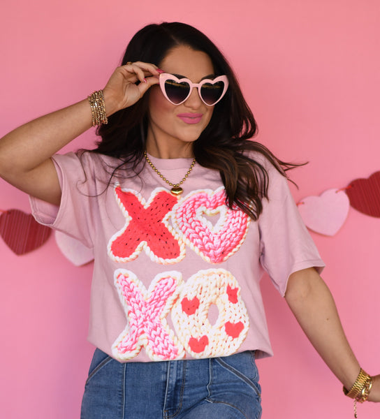 XOXO Faux Yarn Tee - Cracked Ginger