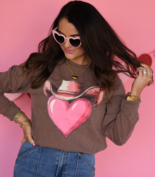 Heart Cowboy Hat Tee/Long Sleeve - Cracked Ginger